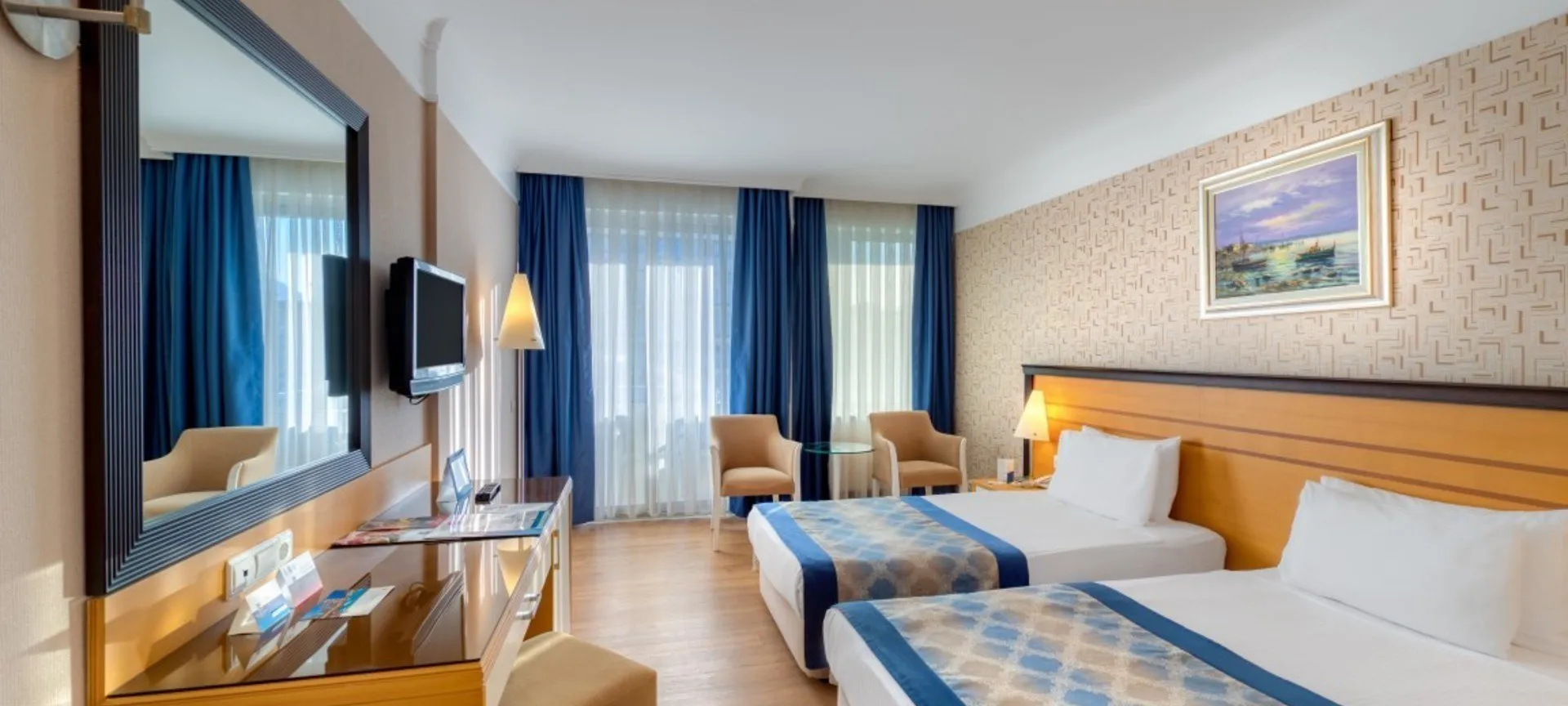 Hotel room prepared for a team stay