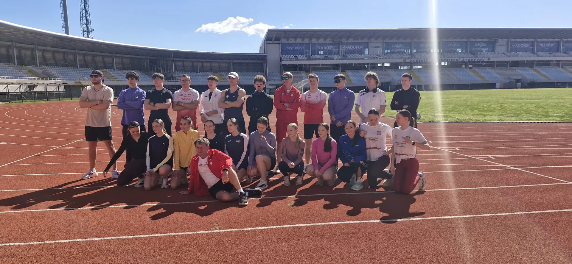 Squad gathered on the track lanes after a session